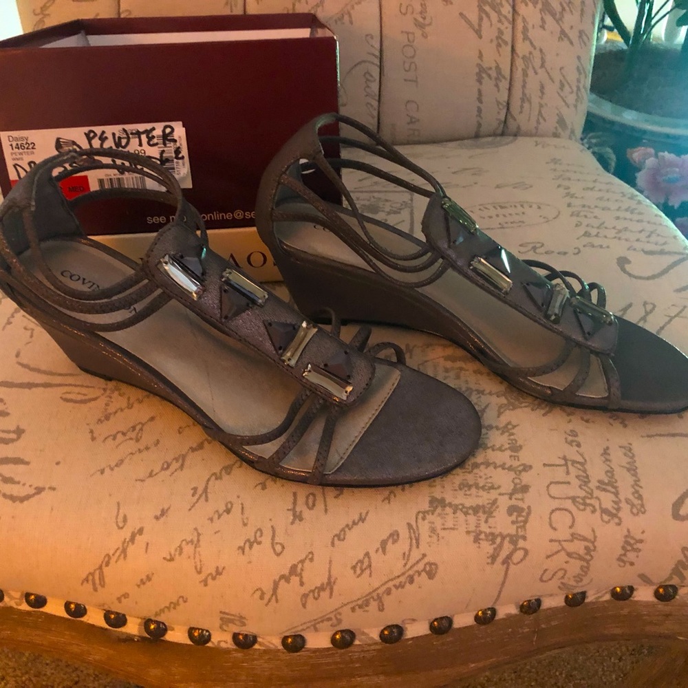 Gray sandals, worn once